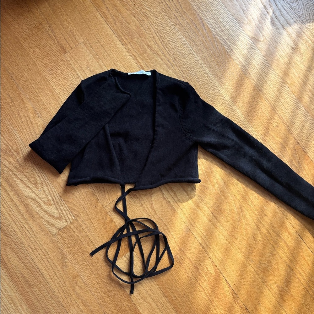 Zara Black Knit Wrap Crop